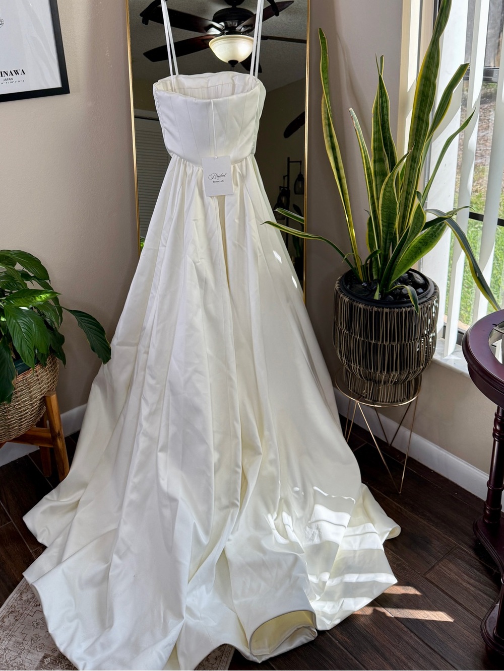 House of CB SABRINA Ivory Satin Strapless Bridal Gown NWT - Picture 15 of 16